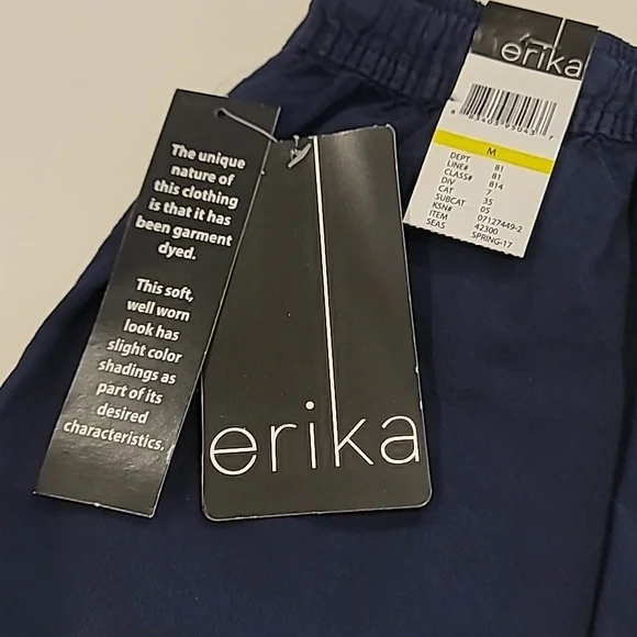 Erika Drawstring Elastic Waist Capris Blue Medium - Picture 8 of 11